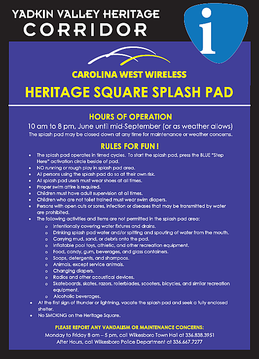 Splash Pad Rules and Regulations sign
