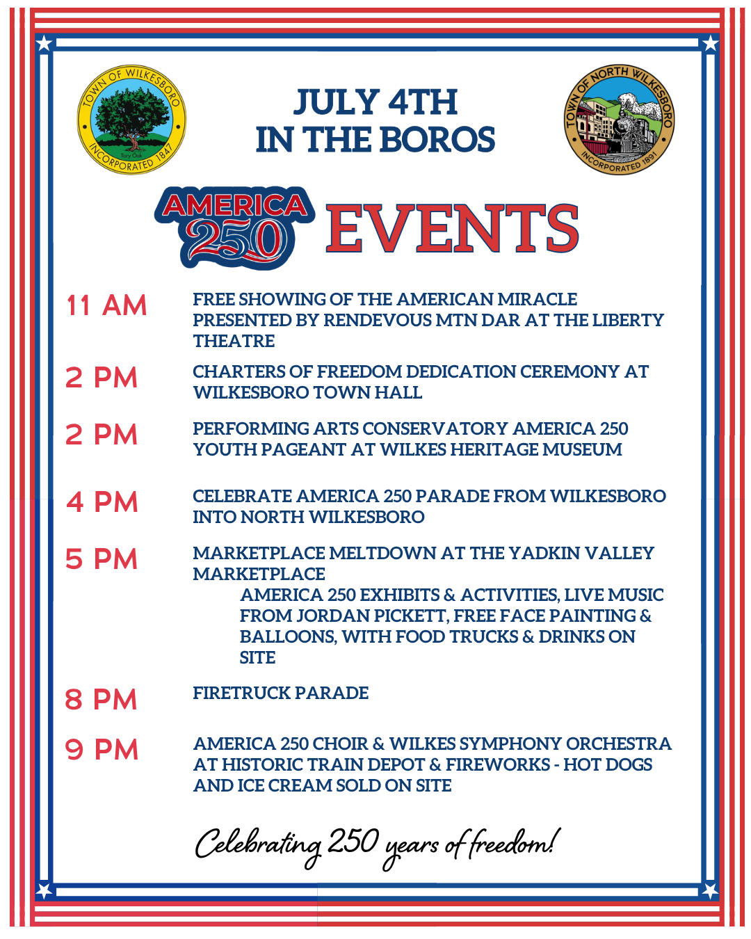 July 4th Events in Wilkes County for America250